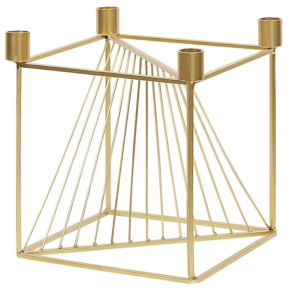 Portacandele in metallo dorato 23 cm Cubico Accessorio per la casa Decorazione glamour