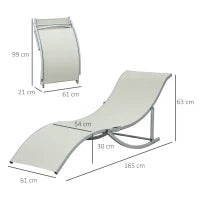 Set 2 Sdraio da Giardino Pieghevoli, Lettino Prendisole in Alluminio e Textilene, 61x165x63 cm