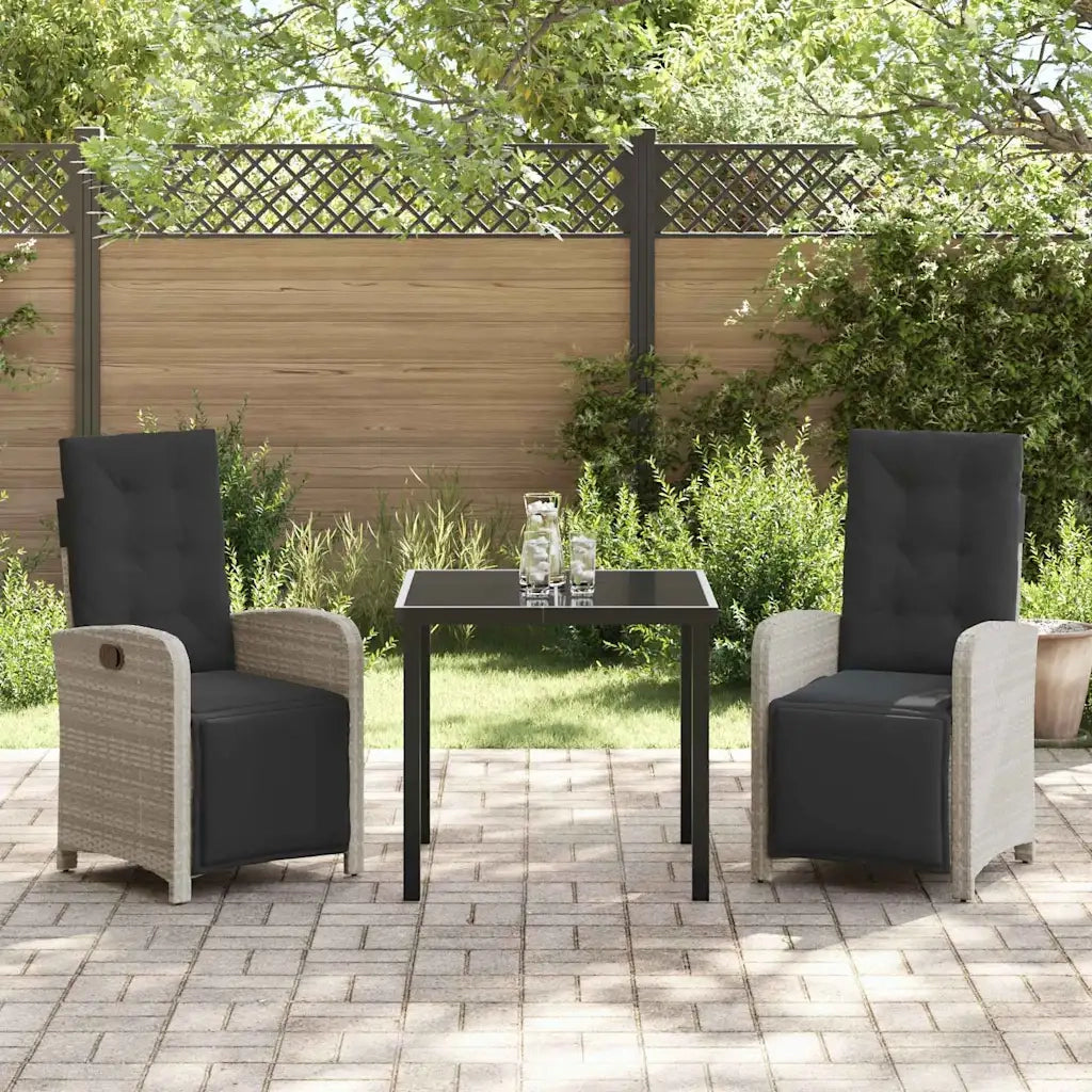 Set da Pranzo per Giardino 3 pcs Grigio chiaro polyrattan
