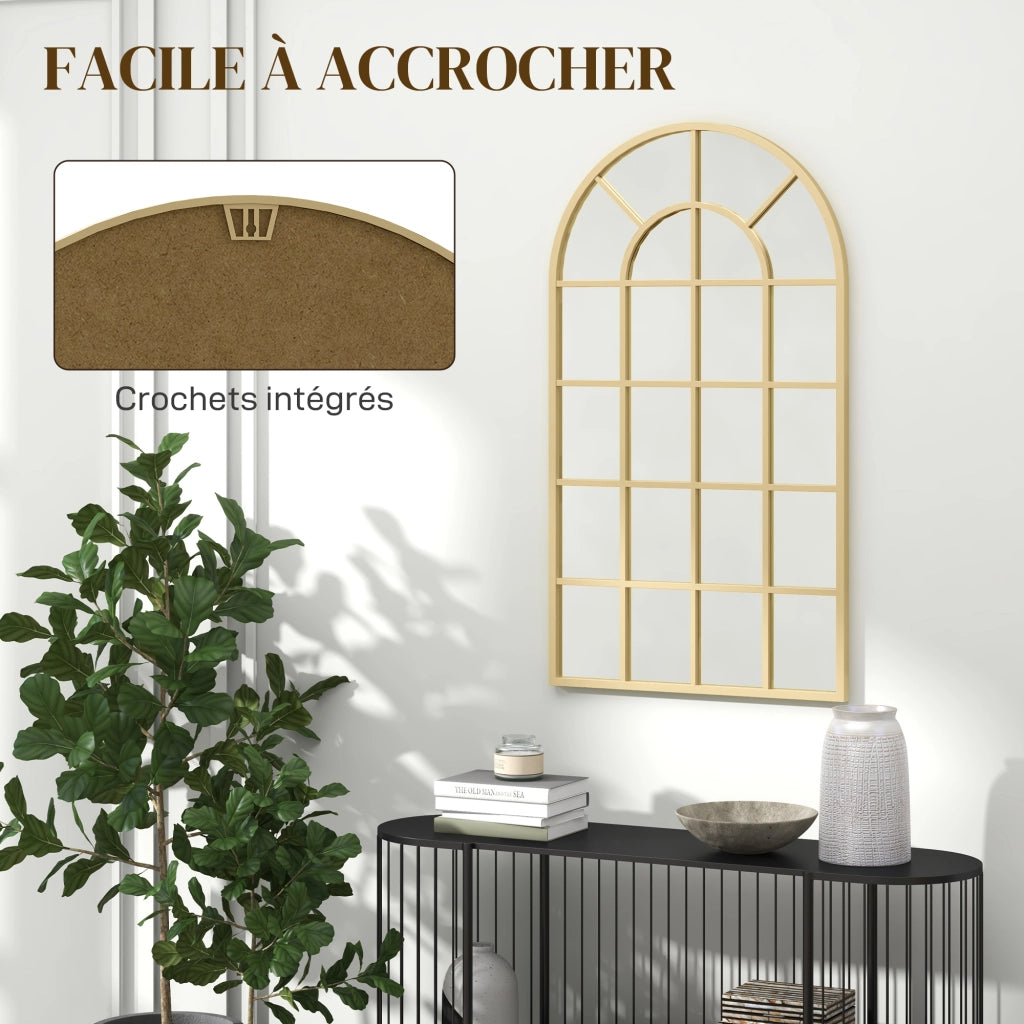 Specchio a parete stile industriale con cornice metallica ¨C zephmum ¨C 110x65 cm dorato
