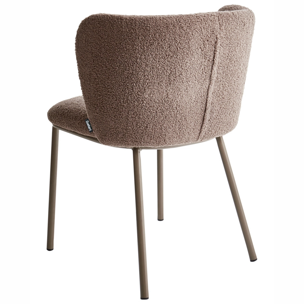 Set di 2 sedie da bar moderne in poliestere marrone chiaro Schienale curvo Gambe nere Sala da pranzo moderna Cucina