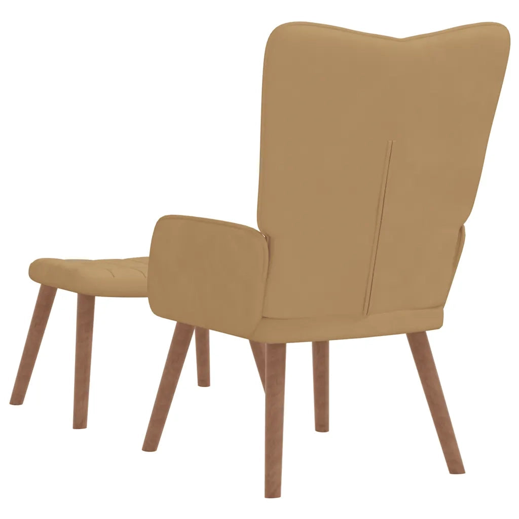 Poltrona Relax con Poggiapiedi Marrone in Velluto 327674