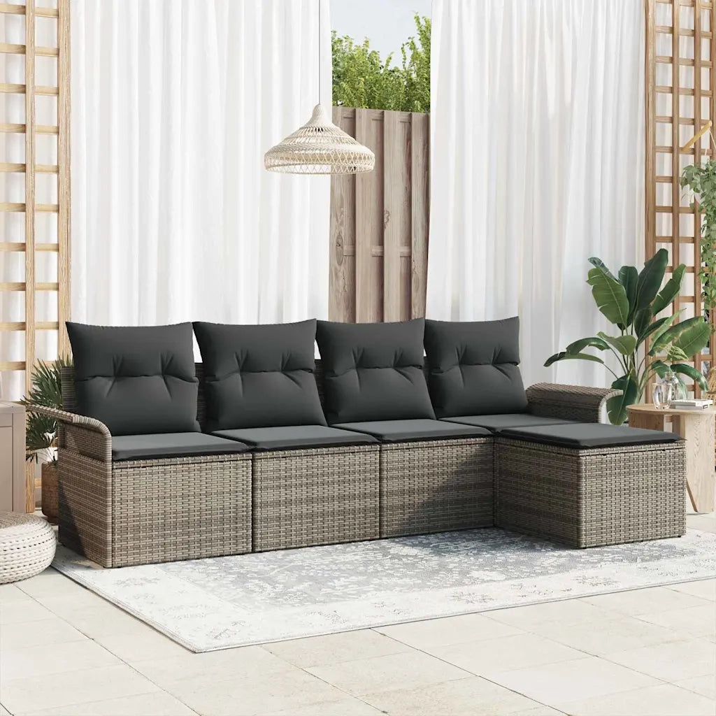 Set Divano da Giardino con cuscino 5 pcs Grigio polyrattan 3353988