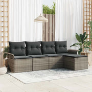 Set Divano da Giardino con cuscino 5 pcs Grigio polyrattan 3353988