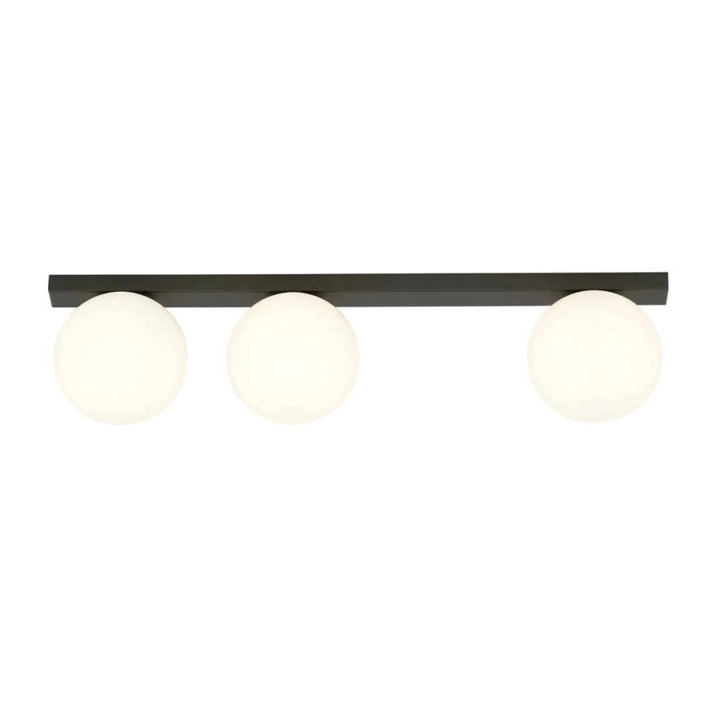Lampada da soffitto FIT in acciaio nero opaco e vetro opalino