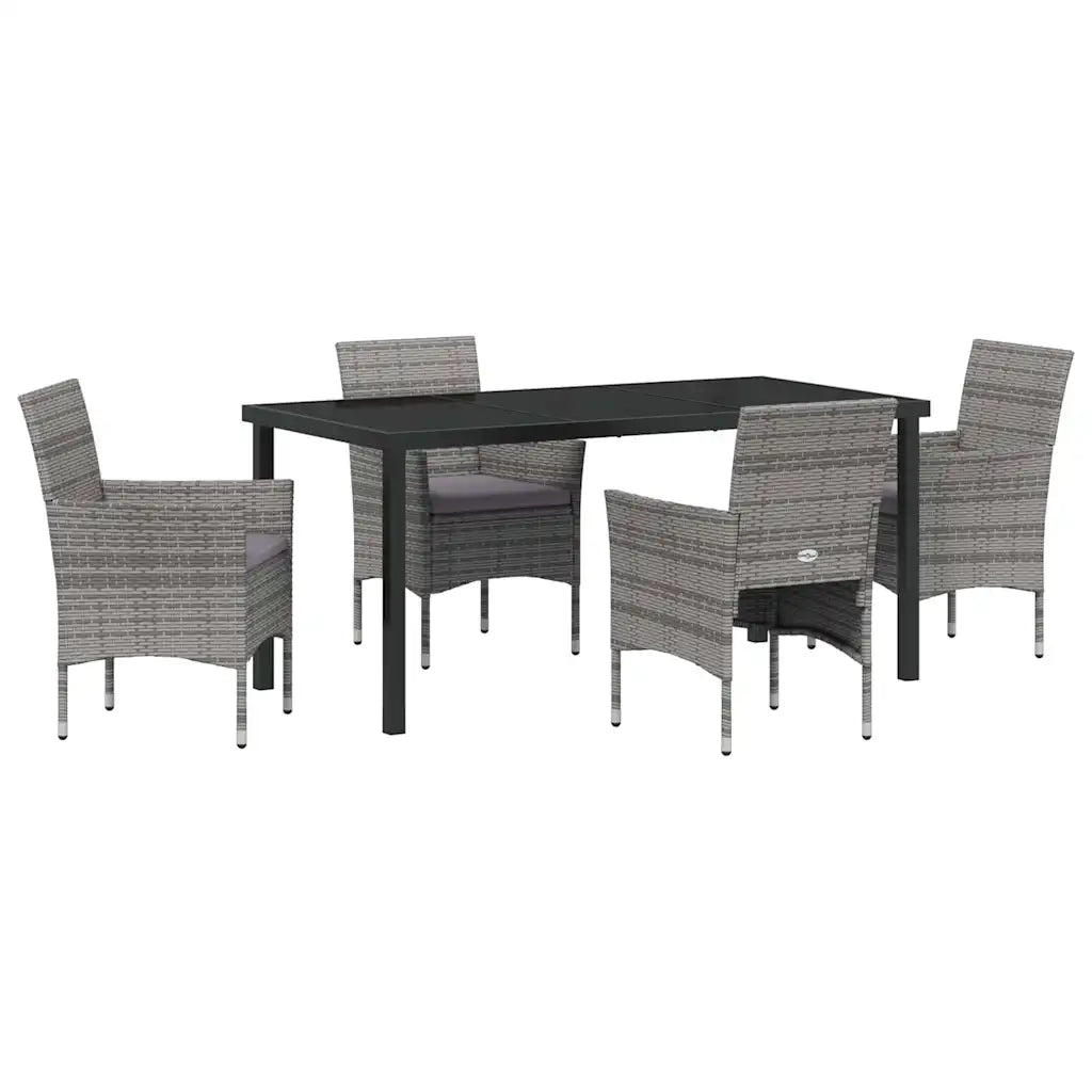 Set da Pranzo per Giardino con cuscino 5 pcs Grigio polyrattan 3379733