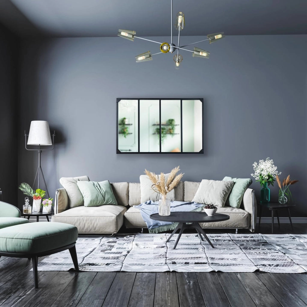 Specchio in Vetro a 4 Strisce di Design Industriale 110x70 cm