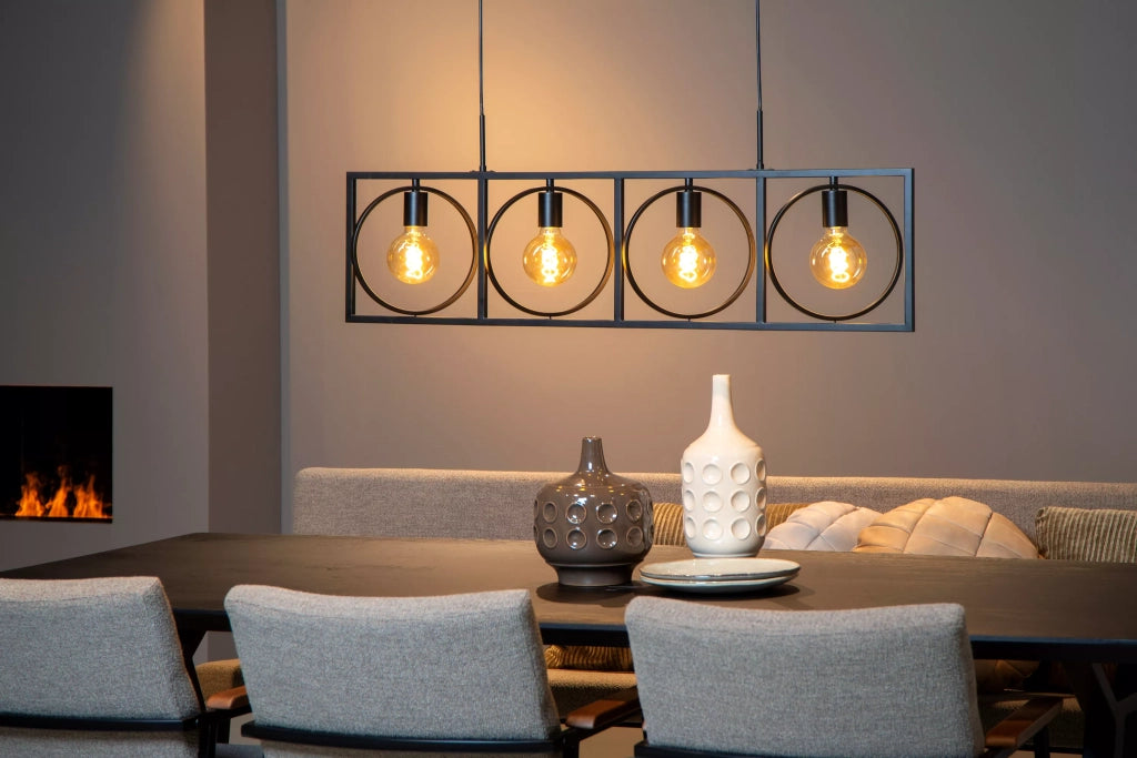 Lampada a sospensione nera loft SUUS 107cm 4xE27 Lucide
