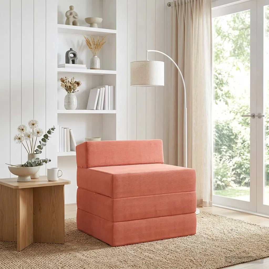 Divano Letto Pieghevole Rosso Arancio 200 x 70 x 15 cm 900016