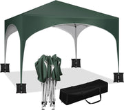 Gazebo da Giardino Richiudibile 3x3m Gazebo da Esterno in Ferro Regolabile in Altezza Tendone con Soffitto Semicircolare Pieghevole Protezione Solare,Set di 4 Sacchi di Sabbia,Verde