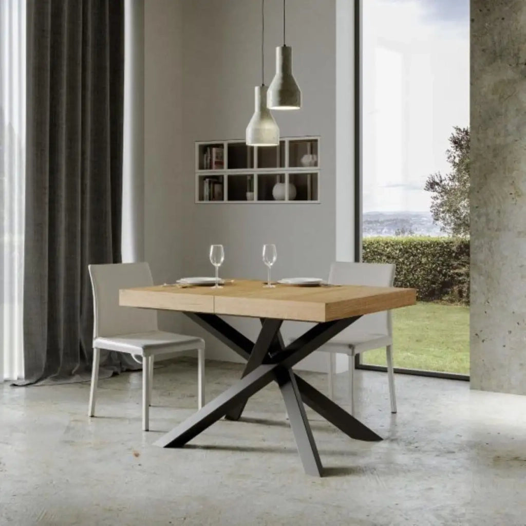 Tavolo allungabile 120/380x90 cm Volantis Premium colore quercia natura gambe antracite