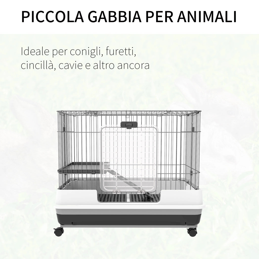 Gabbietta per Conigli in Metallo Nero con Vassoio ¨C Zephmum ¨C 81.2x52.7x70cm