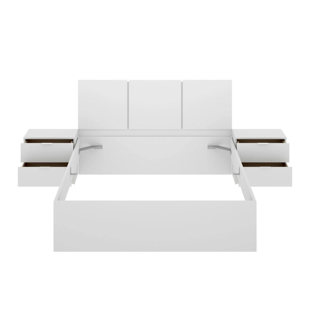 Letto matrimoniale Marika, Sommier per camera da letto, Giroletto per stanza, Struttura porta materasso, 267x205 h96 cm, Bianco