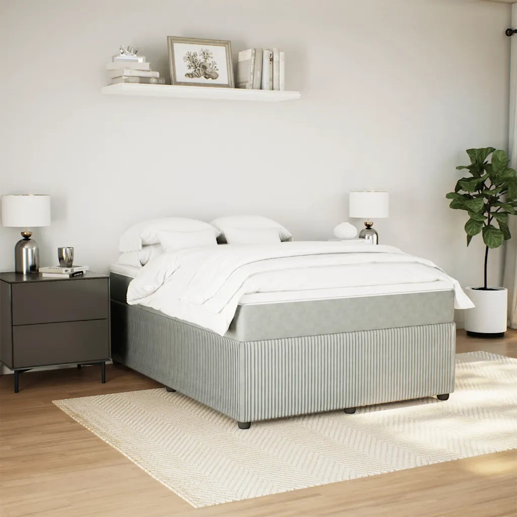 vidaXL Giroletto a Molle con Materasso Grigio Chiaro 140x190cm Velluto