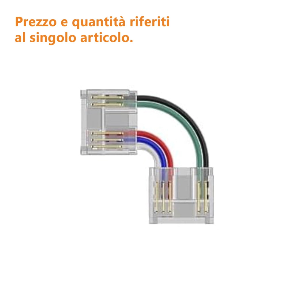 Alcapower Connettore Angolare 5 PIN per Strisce LED RGBW - Giunzione Rapida per Installazioni Professionali su Angoli a 90 Gradi - Art. RGBW-CONN-ANG