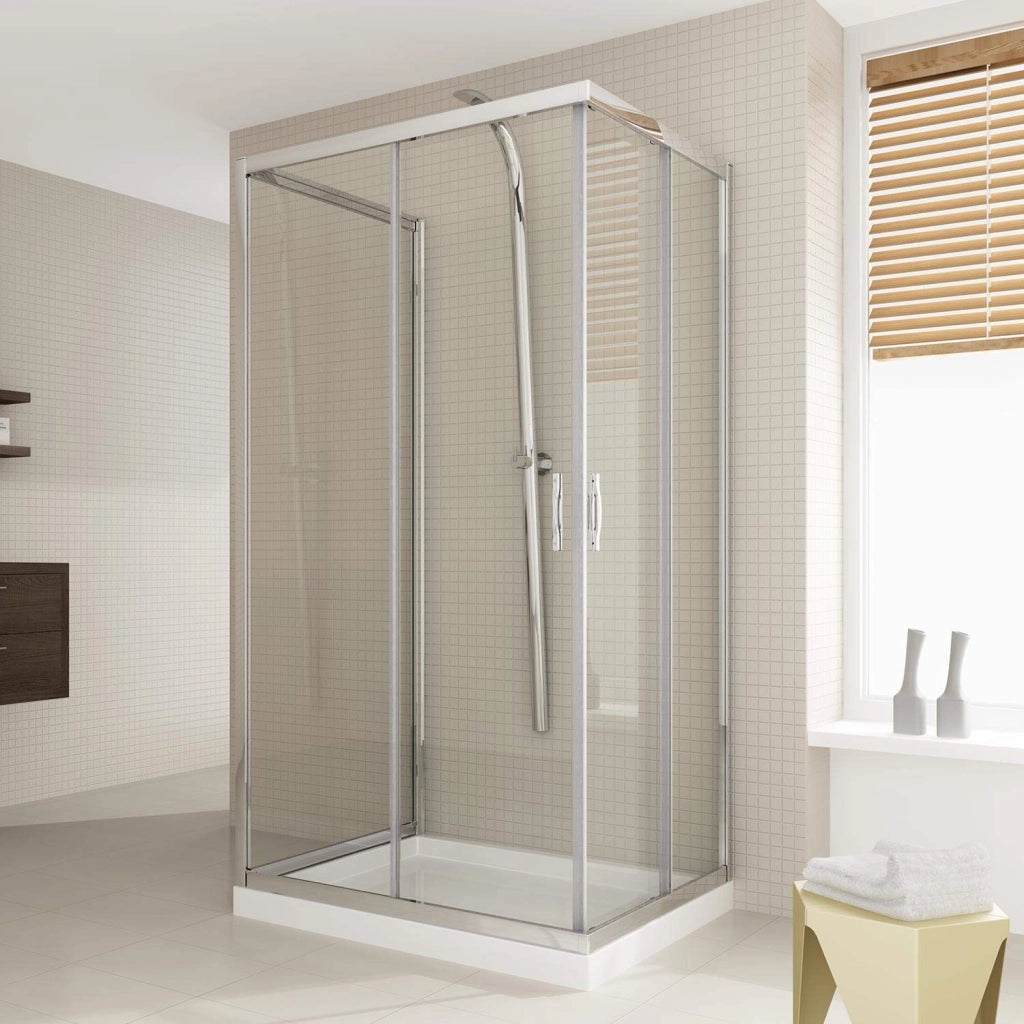 Box Doccia 3 Lati 75x70x75 cm 2 Ante Scorrevoli in Cristallo Trasparente 6mm H198 Fosterberg Odense Trio