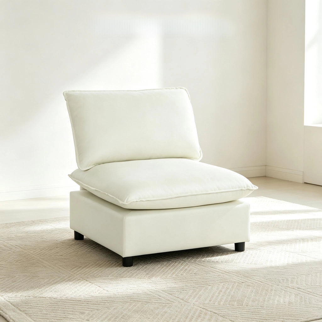 Poltrona 1 posto in lino color crema con ampi cuscini