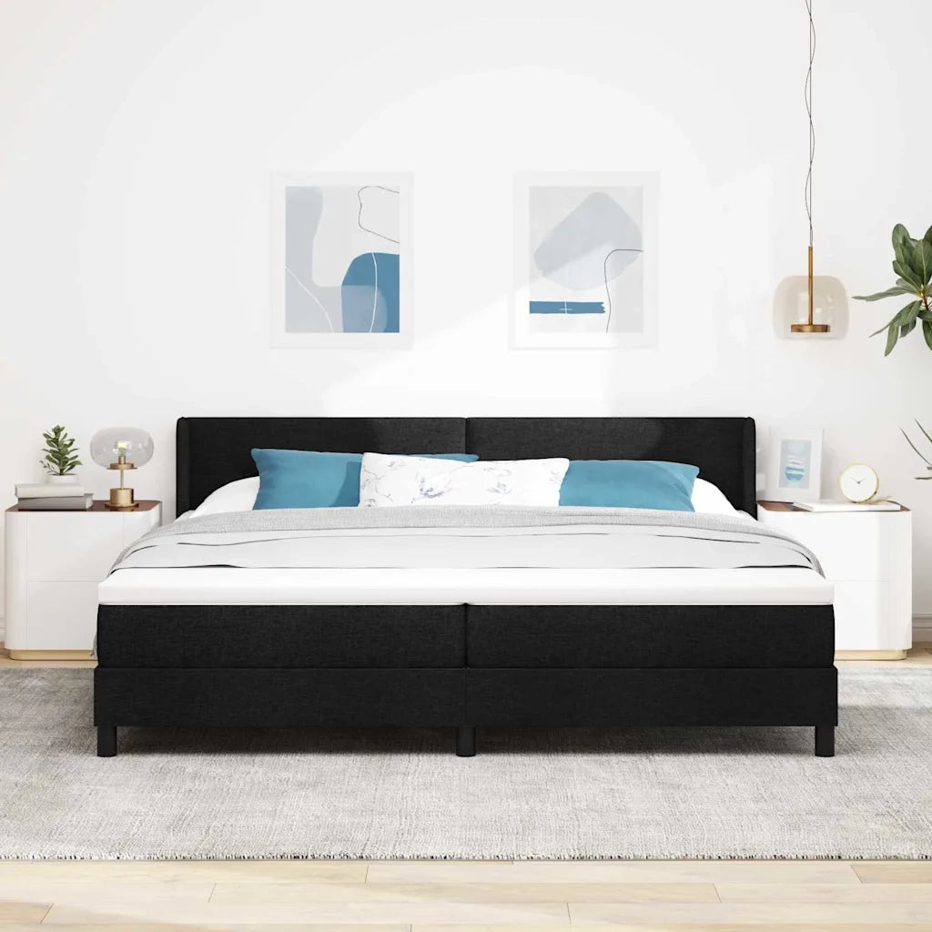 Letto a molle con testiera Nero 200 x 200 cm Tessuto 3341127