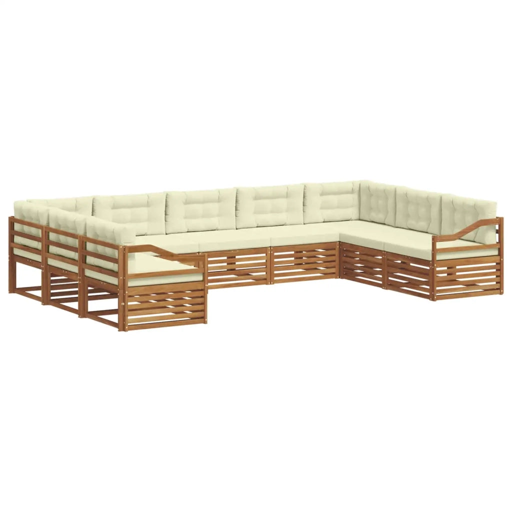 Set di divani da esterno con cuscino 9 pcs Naturale e Crema 3374145
