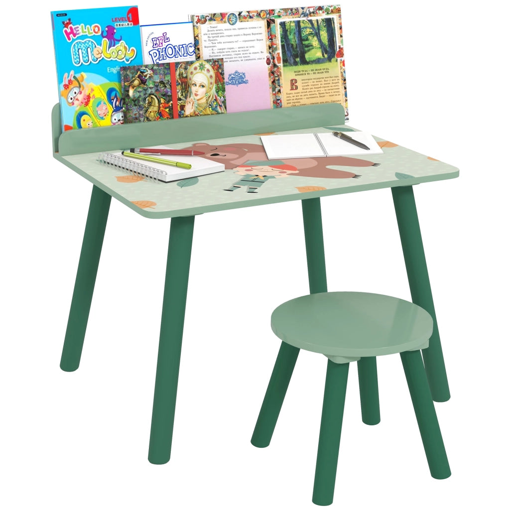Scrivania Bambini con Sedia e Scaffale ¨C ZephMum ¨C Verde 90x50x75