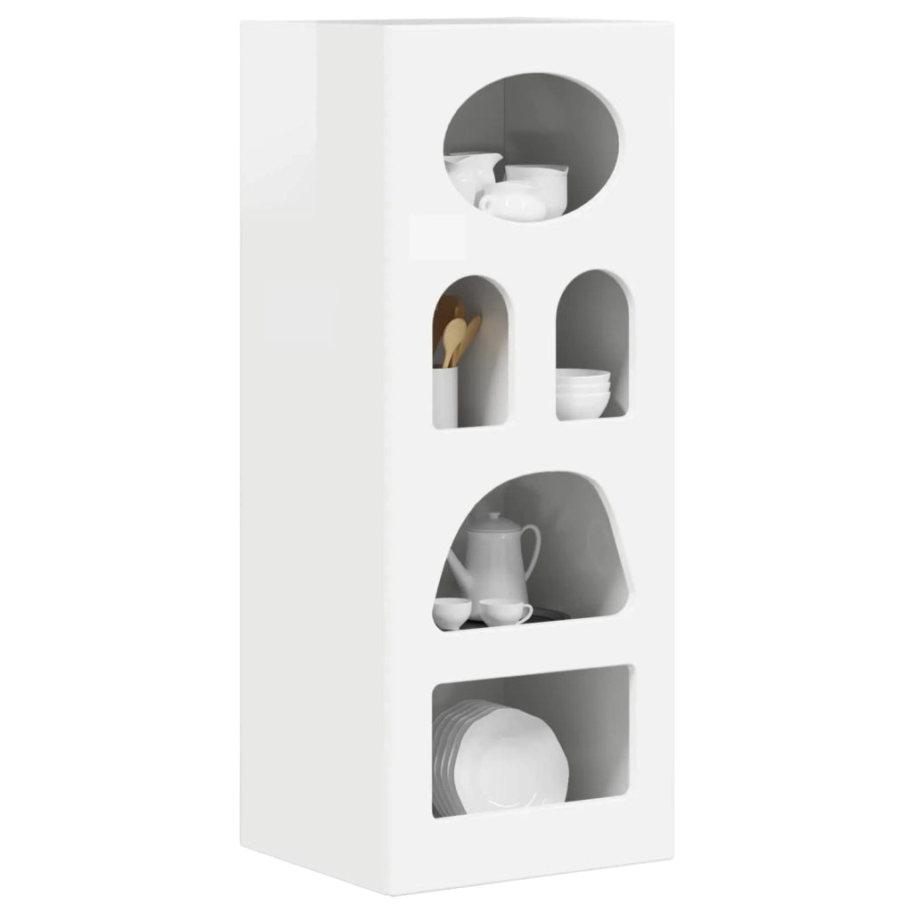 Credenza-Buffet-Armadio da cucina Bianco Lucido 40 x 35 x 100,5 cm Legno multistrato