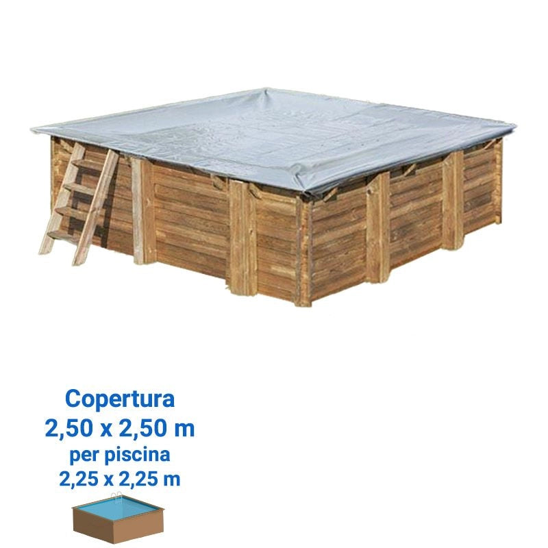 Copertura Invernale 10,58 X 4,67 M Per Piscina Rettangolare In Legno Gre Di 10,18 X 4,27 M Dimensione piscina: 2.25 X 2.25 m