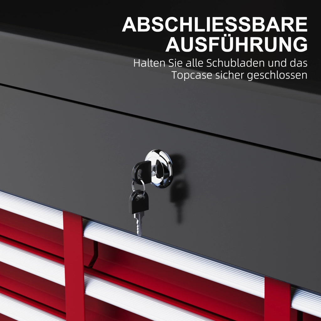 CASSETTIERA PORTA ATTREZZI 60x26x34 cm in acciaio rosso con serratura