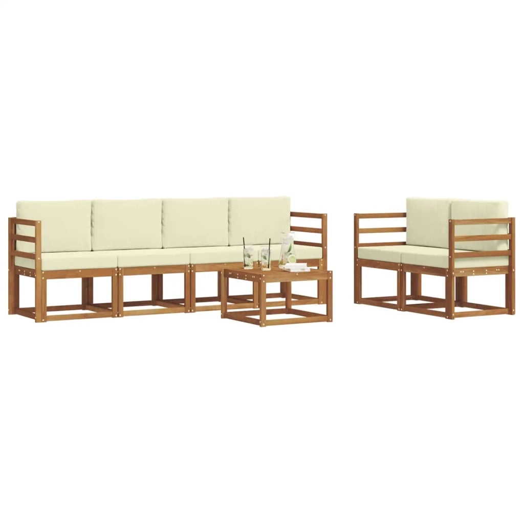 Set di divani da esterno con cuscino 7 pcs Naturale e Crema