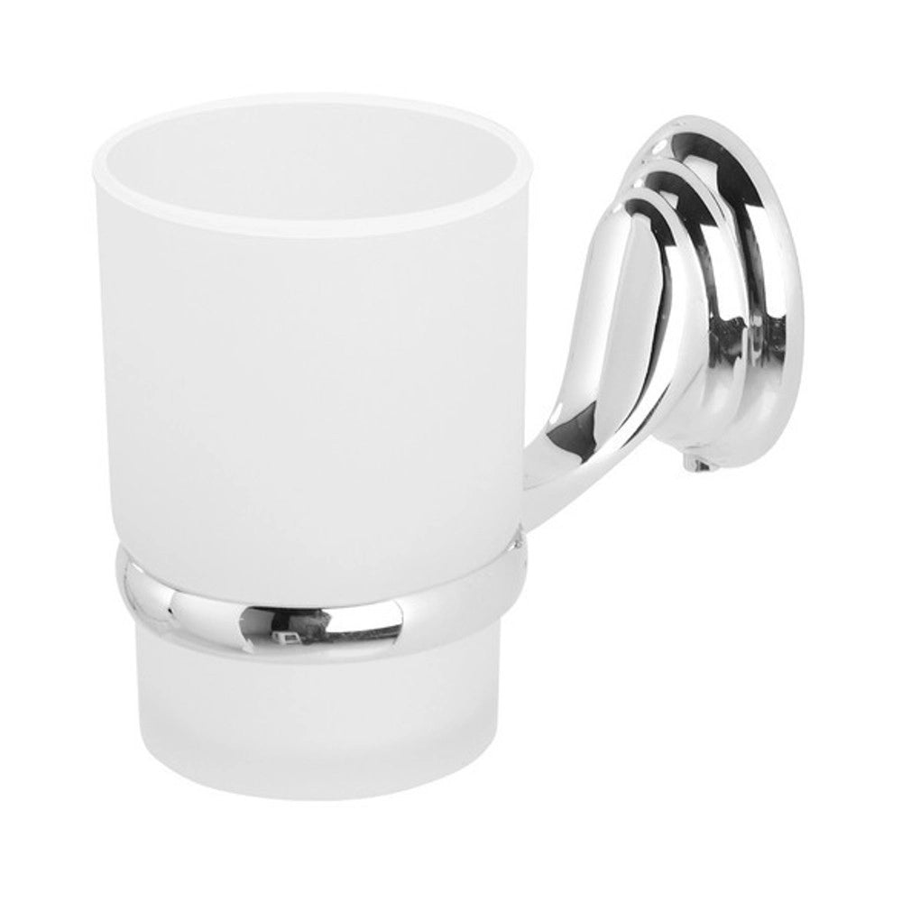 Trade Shop - Supporto Porta Bicchiere Per Spazzolini Acciaio Vetro A Parete Accessori Bagno -