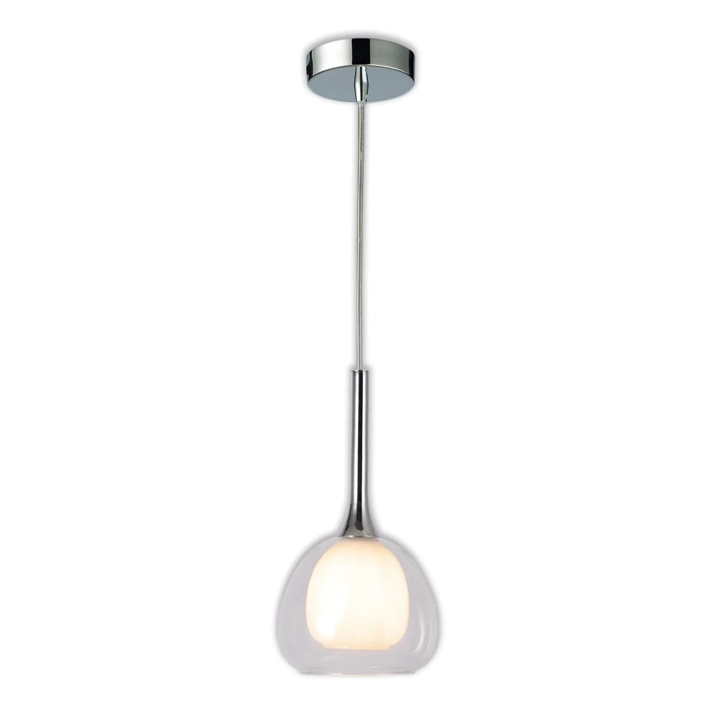 LÚZETE - SOSPENSIONE 1 LUCE CRISTALLO ESTERNO TRASPARENTE INTERNO BIANCO Ø16,5 NOLINA
