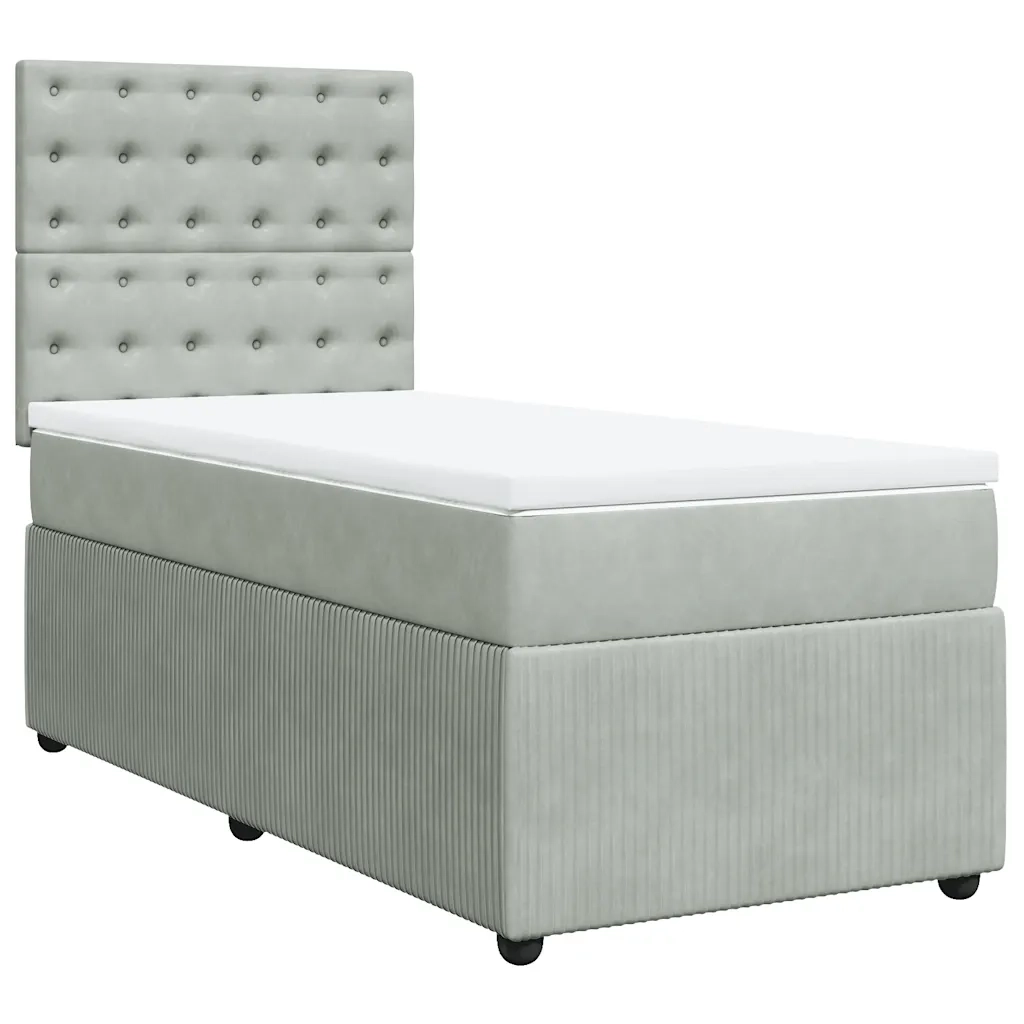 Giroletto a Molle con Materasso Grigio Chiaro 90x190 cm Velluto