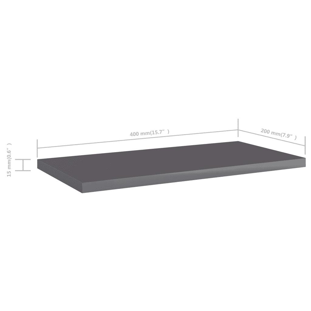 Ripiani per Libreria 8pz Grigio Lucido 40x20x1,5cm Multistrato 805153