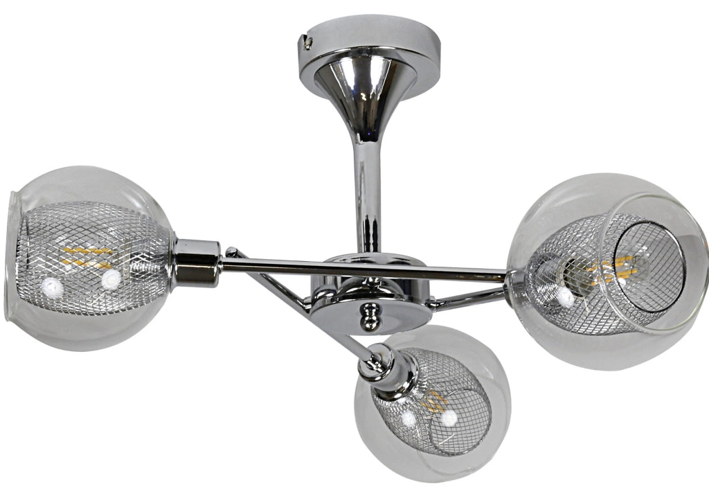 Plafoniera Candellux OZZO cromata 3xE14 vetro trasparente