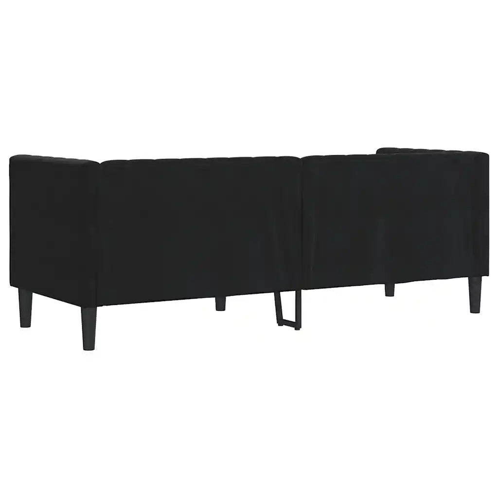 Divano Chesterfield con Rinforzi 3 Posti-Sofa 3 Posti-Divanetto Nero in Velluto