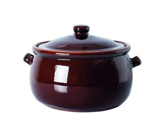 Pentola in terracotta bicolore con coperchio 24 x 15 cm 4.5 litri