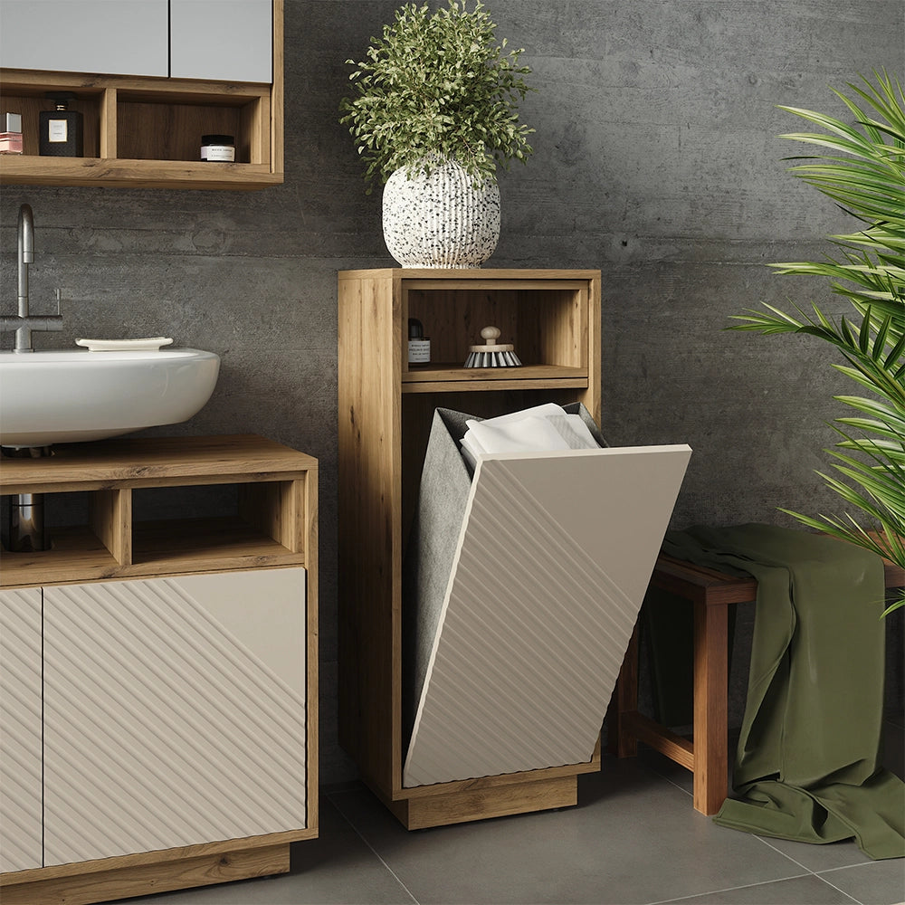 Armadio per biancheria Beatrice Cachemire/Rovere artigianale 38 x 93 cm Vicco