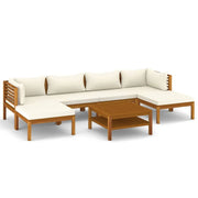 Mobili da giardino mobili da esterno Set di mobili da 7 pezzi con cuscino color crema in legno massello di acacia 02_0017059