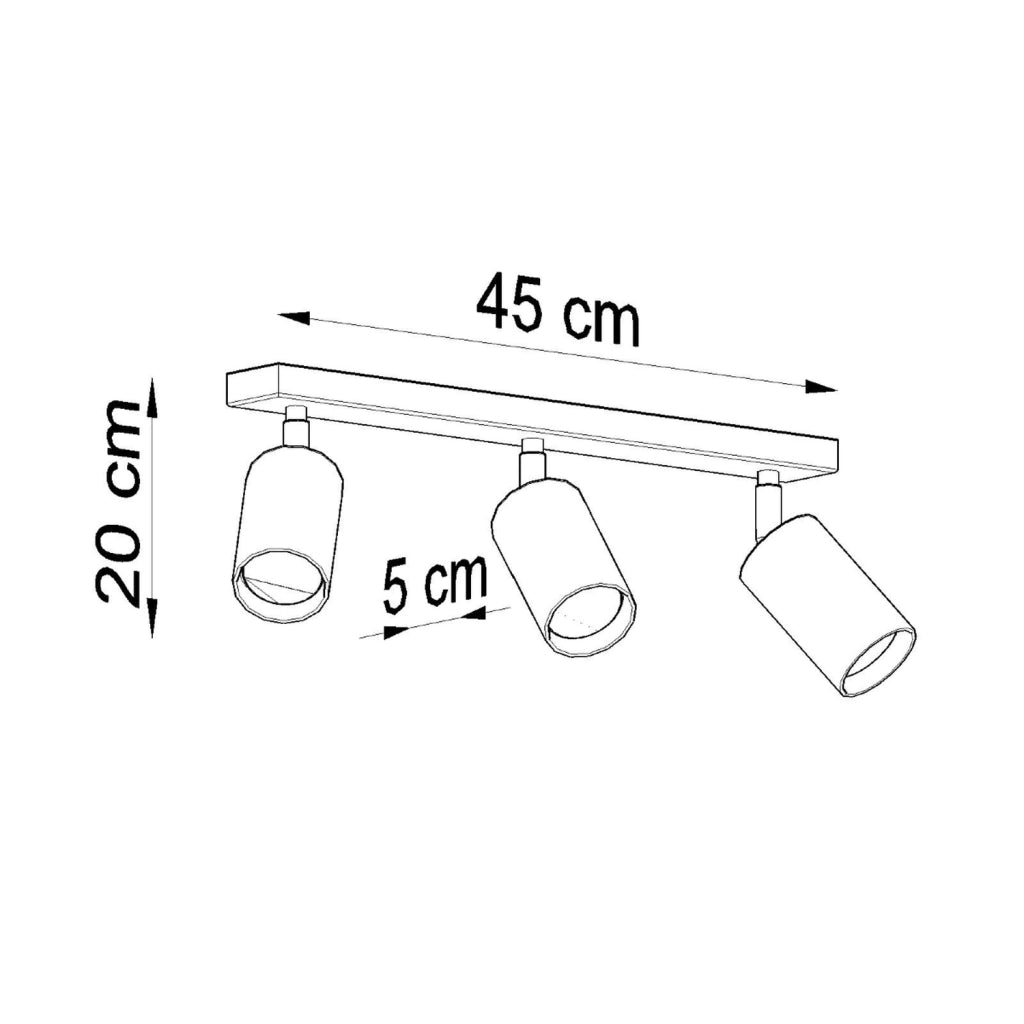 Plafoniera MONTAN 3 spot legno naturale cromo Pure Lume