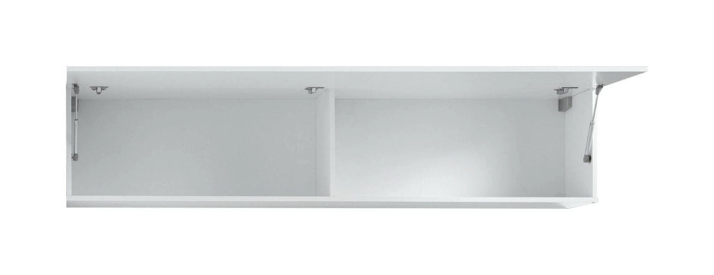 Pensile da Anette, Made in Italy, con anta a ribalta, Mobile da soggiorno sospeso, cm 180x30h40, colore Bianco lucido