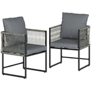Set 2 Sedie da Giardino con Cuscini e Braccioli ¨C zephmum ¨C Polyrattan Grigio Scuro 52x52x66 cm