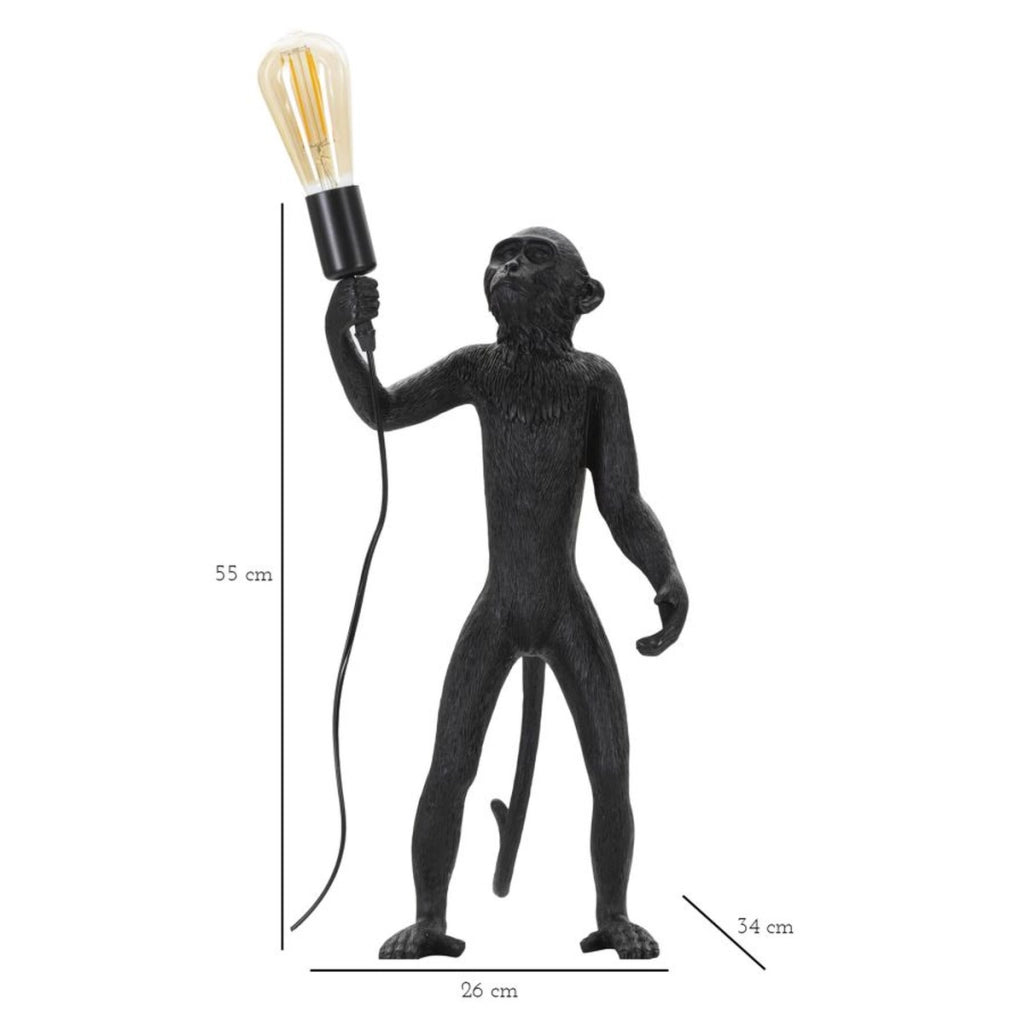 Lampada da Tavolo Scimmia 5, Nero, Poliresina, 26x34x55 cm