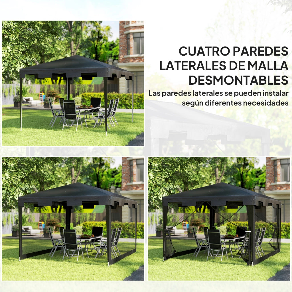 Cenador da giardino ¨C zephmum ¨C grigio scuro 4x3 m con 4 mosquiteras