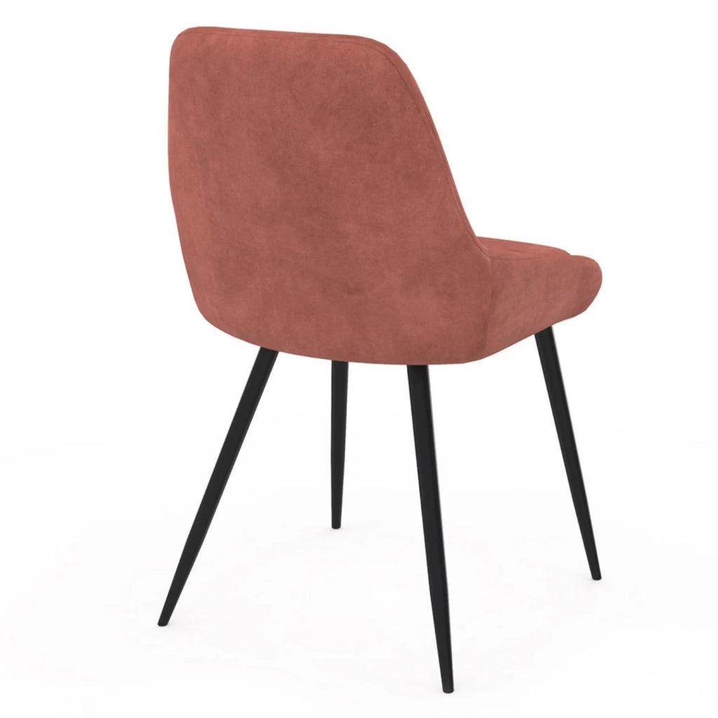 IDMarket - Set di 4 sedie THALYA in velluto terracotta con braccioli