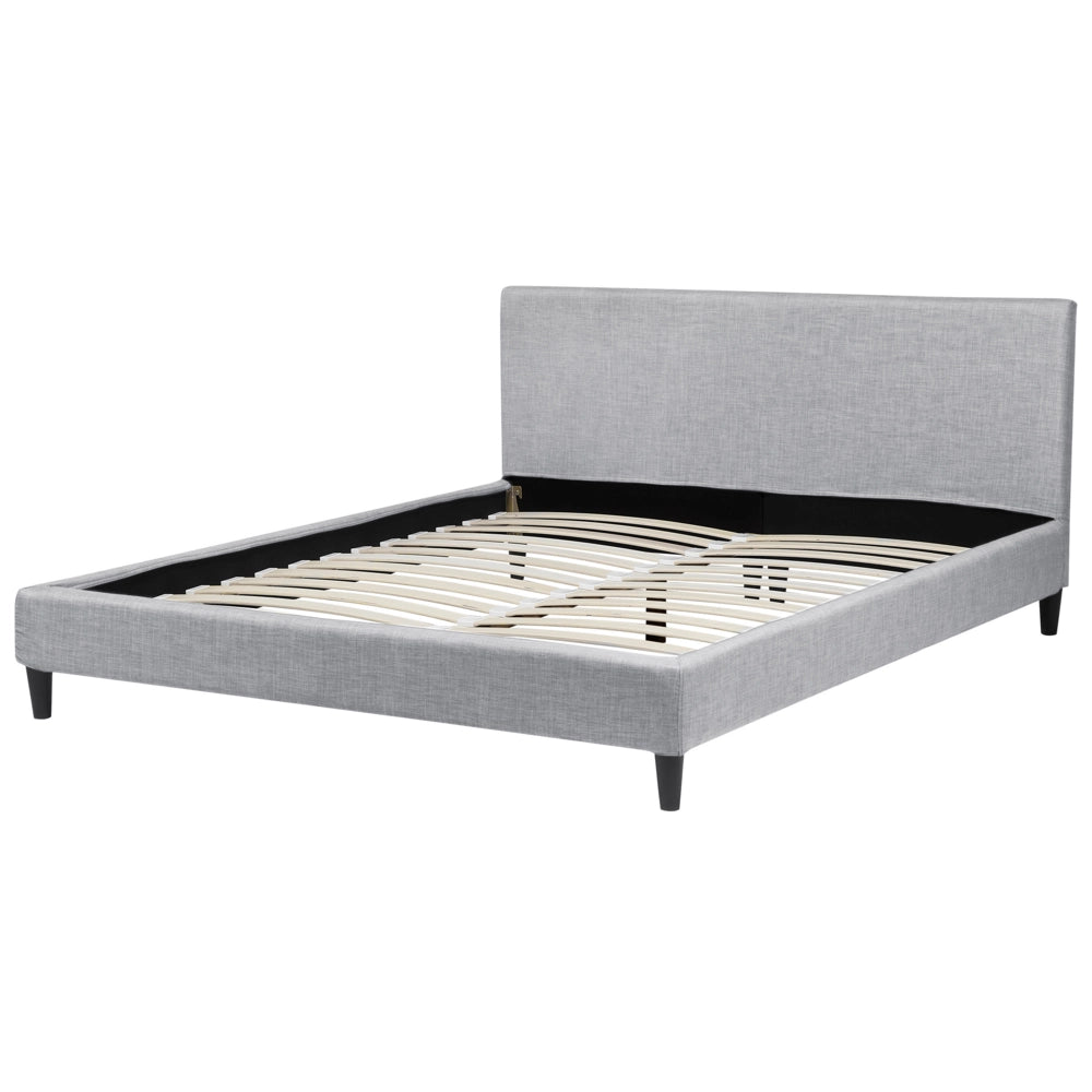 Letto 160 x 200 cm Tessuto a doghe in tessuto grigio contemporaneo