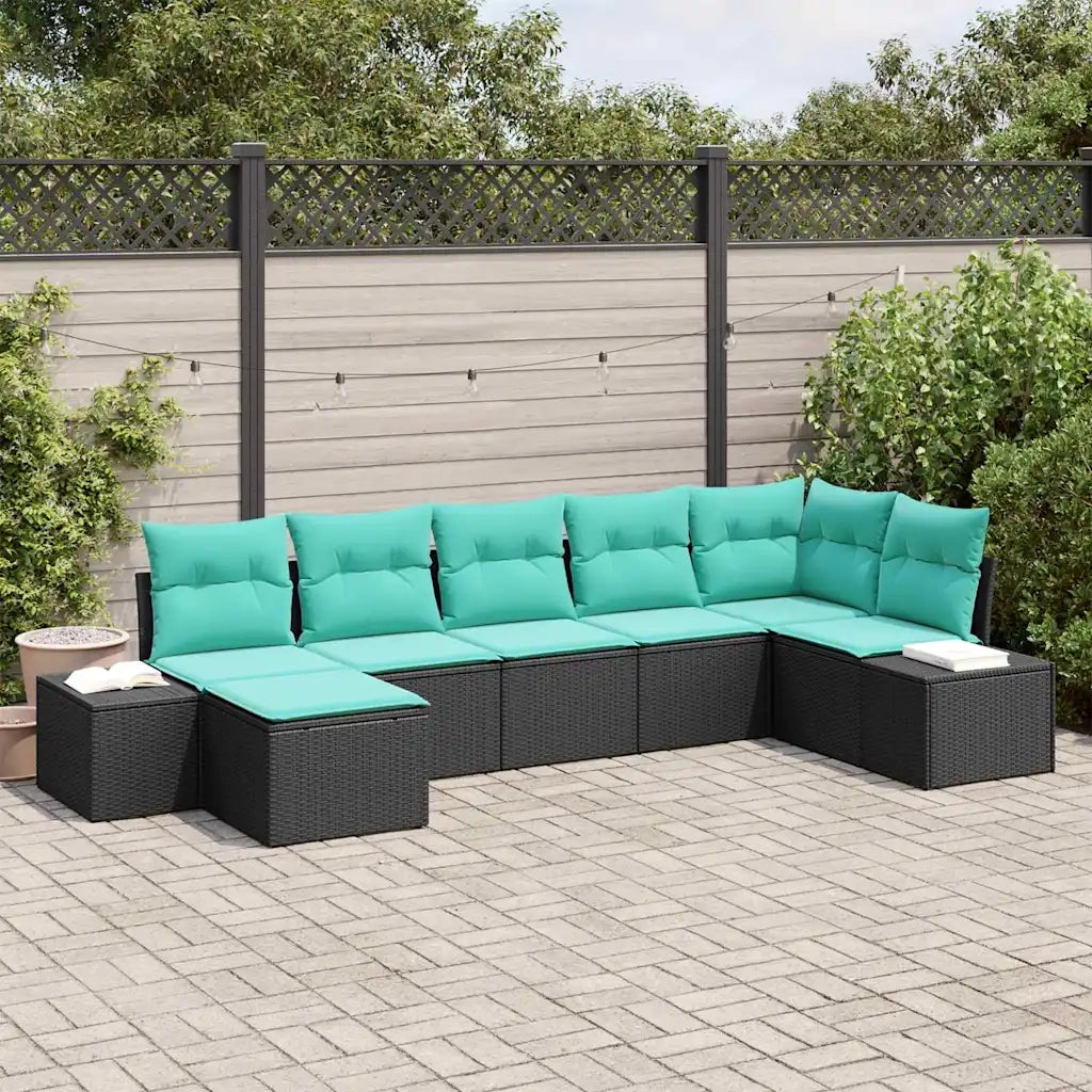 Set Divano da Giardino 7 pz Nero polyrattan 3347156