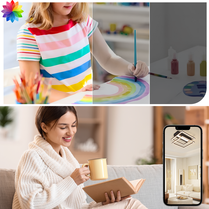 ZMH Lampada da soffitto LED 42W nera dimmerabile telecomando per cucina camera letto