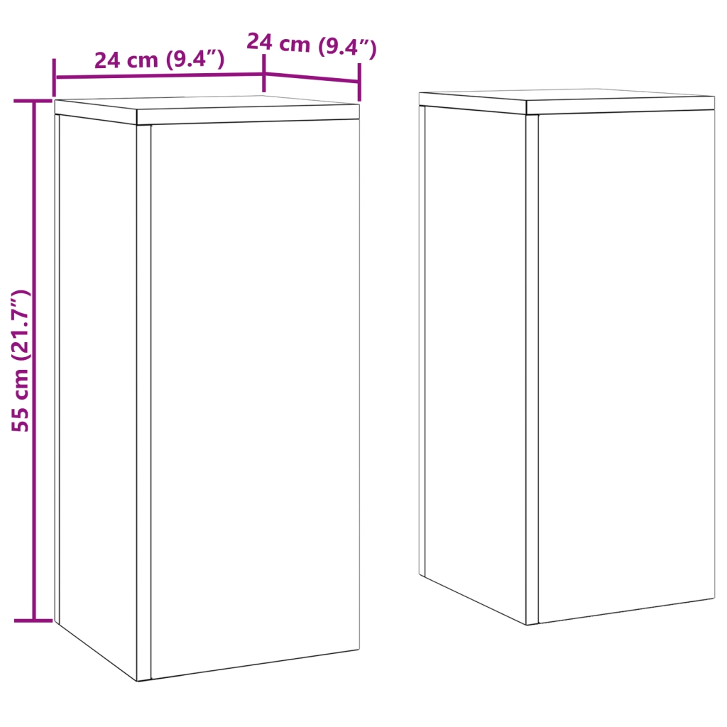 Set di 2 Supporti per Piante da Esterno in bianco, 24x24x55 cm, Acciaio