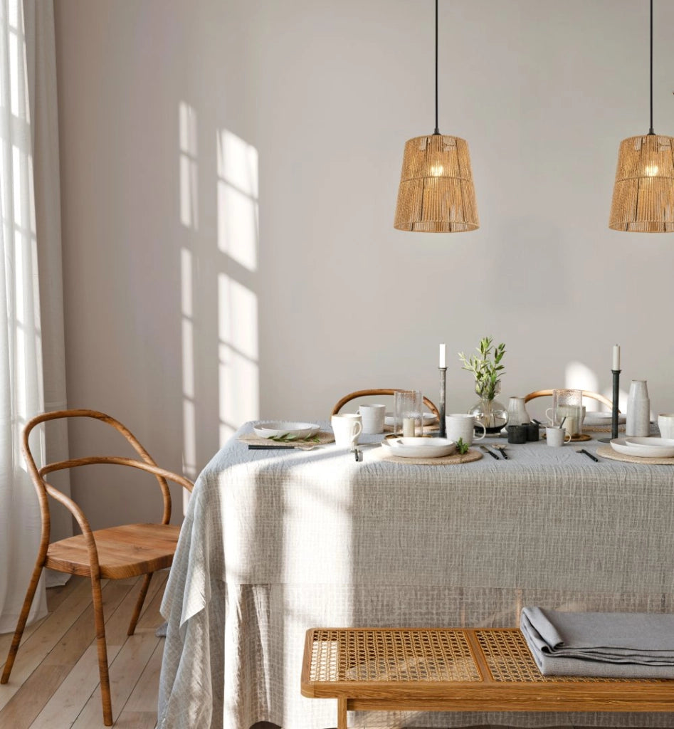 Lampada a sospensione boho marrone carta HOLM E27 RL