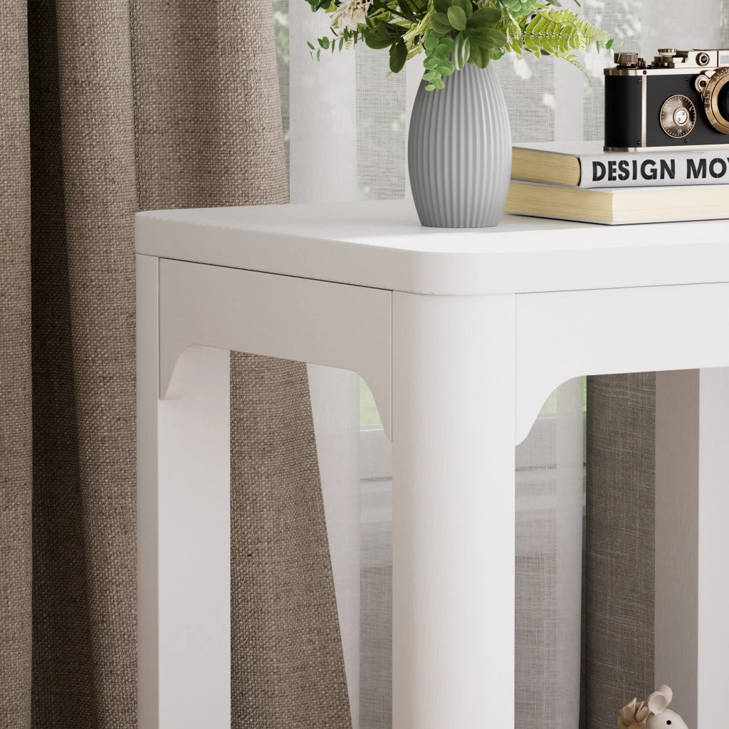 Set di 2 tavolini 50x40x60 cm con 2 ripiani e piano da 3 cm in MDF bianco