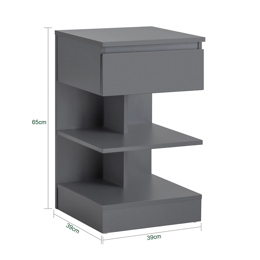 SoBuy FBT49-HGx2, Set di 2 Comodino Camera da Letto - Comodino con 1 Cassetto e 2 Ripiani, Tavolino Salotto - Moderna Cassettiera L39 x P39 x A65 cm Grigio